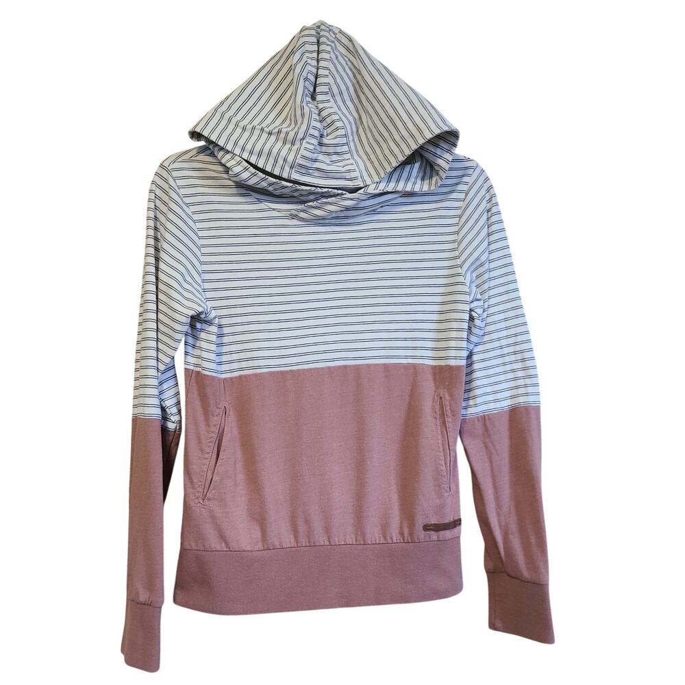 BKE Striped Color Block Hoodie Shirt Youth Large Knit Pink Pullover Long Sleeve
